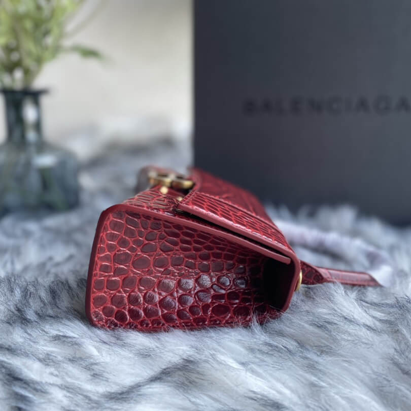 Balenciaga Hourglass XS Croc-Effect Leather Tote
