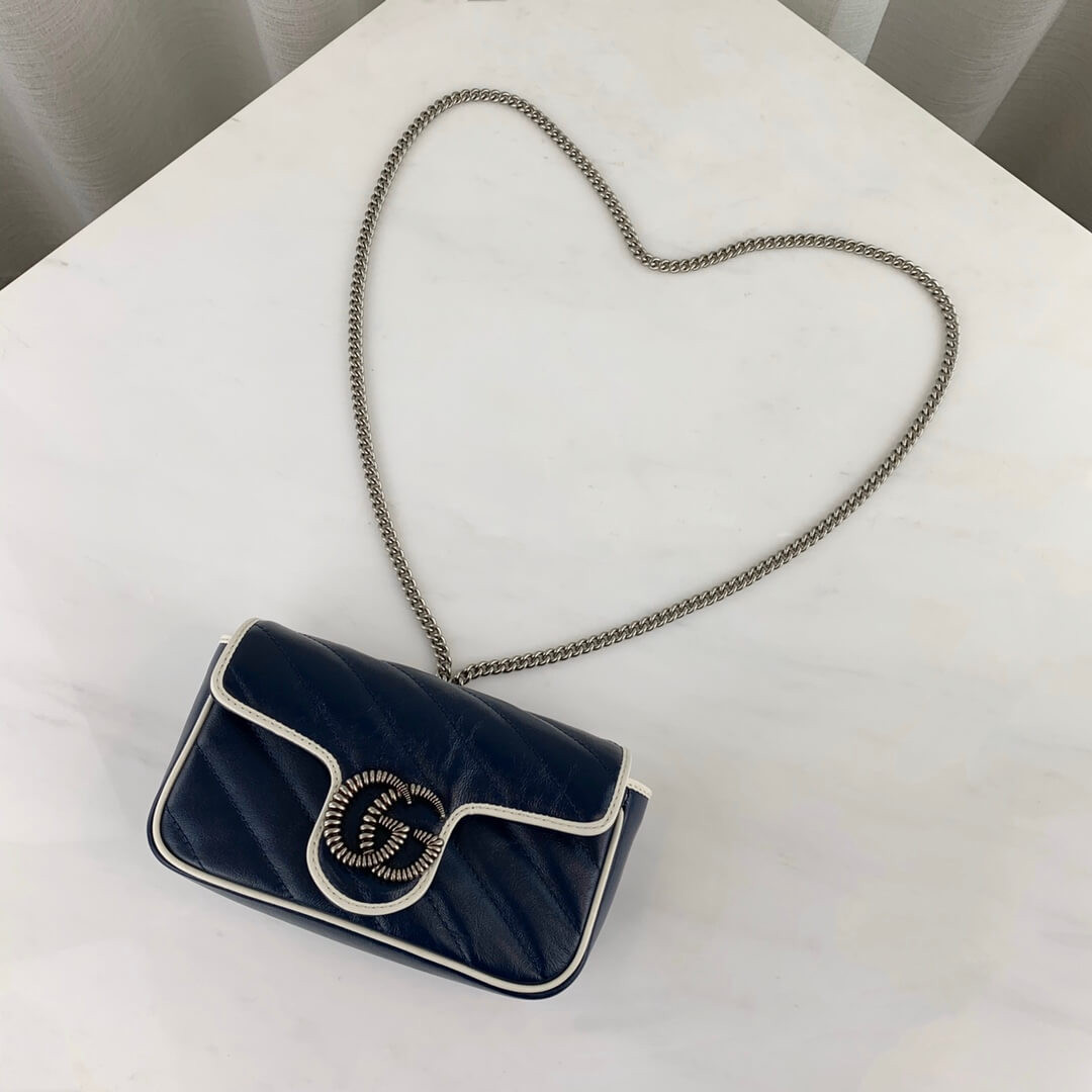 Gucci GG Marmont Super Mini Bag 574969 Blue
