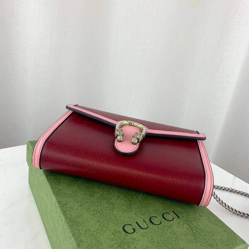 Gucci Dionysus Mini Chain Bag in Red and Pink Leather 401231