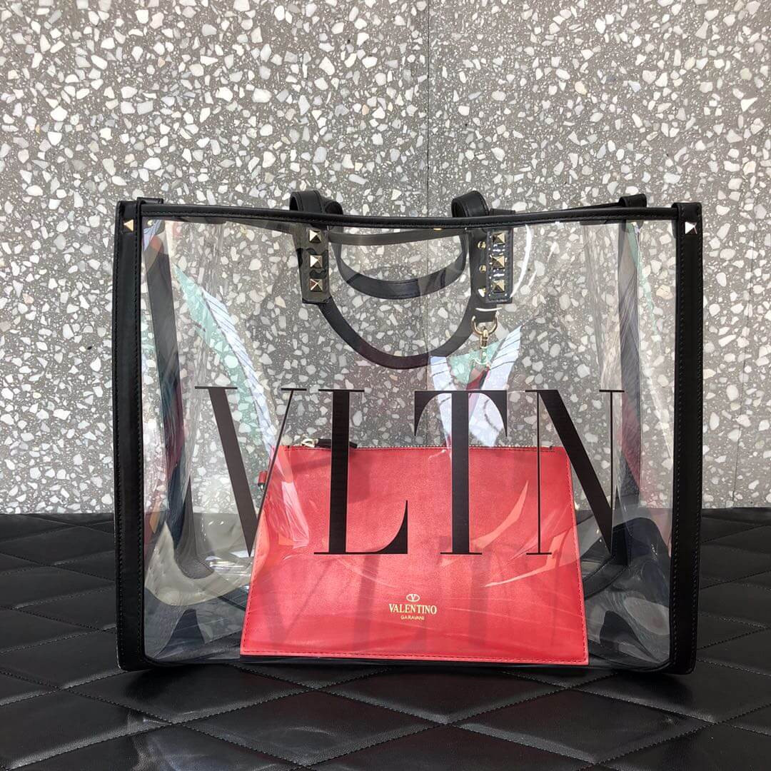 Valentino Garavani Grande Plage Small PVC & Leather Tote Bag 9006