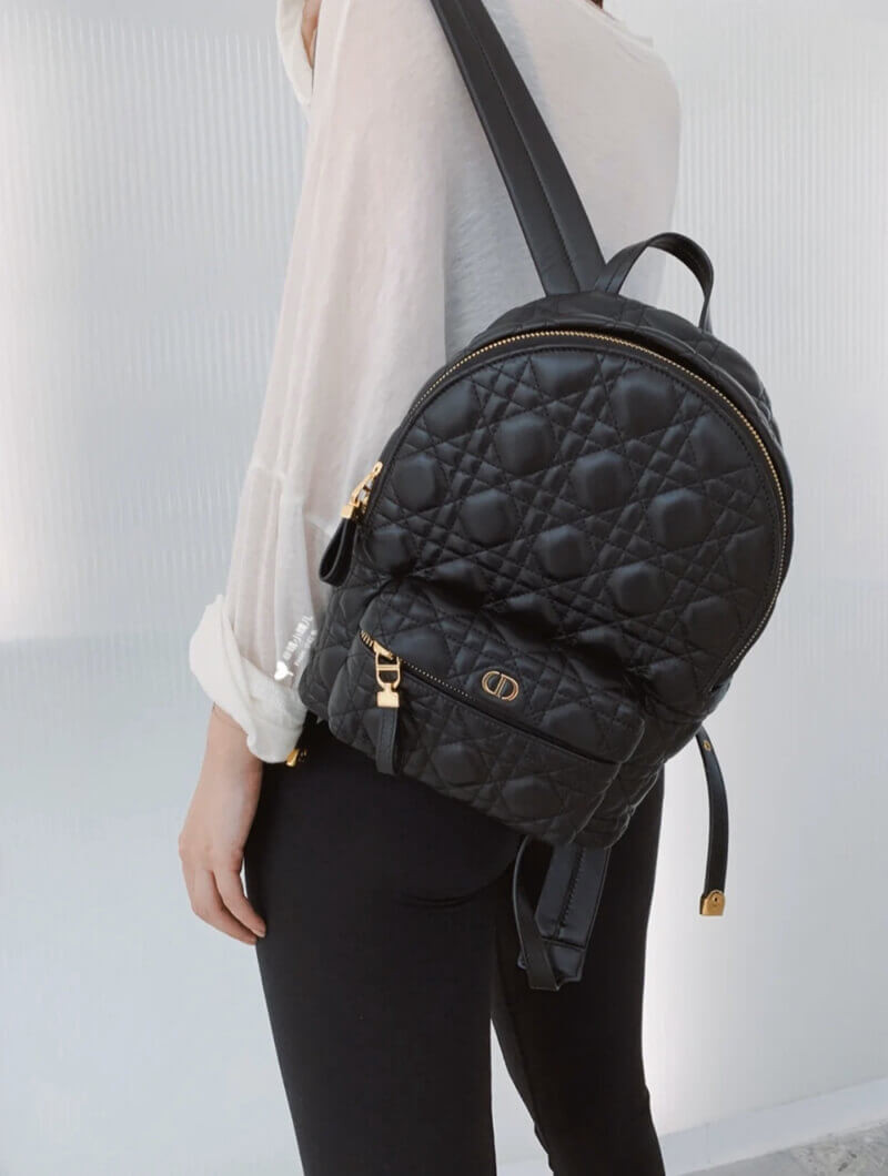 Christian Dior Black Cannage Lambskin Small Backpack M9221