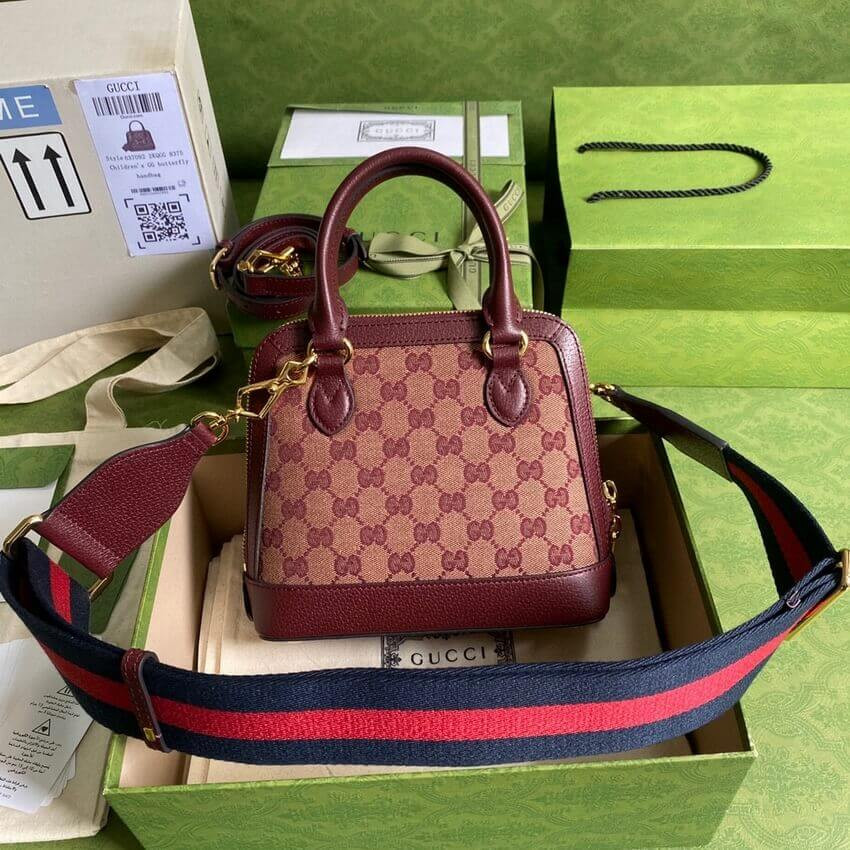 Gucci Horsebit 1955 GG Mini Bag 677212 in Burgundy GG Canvas
