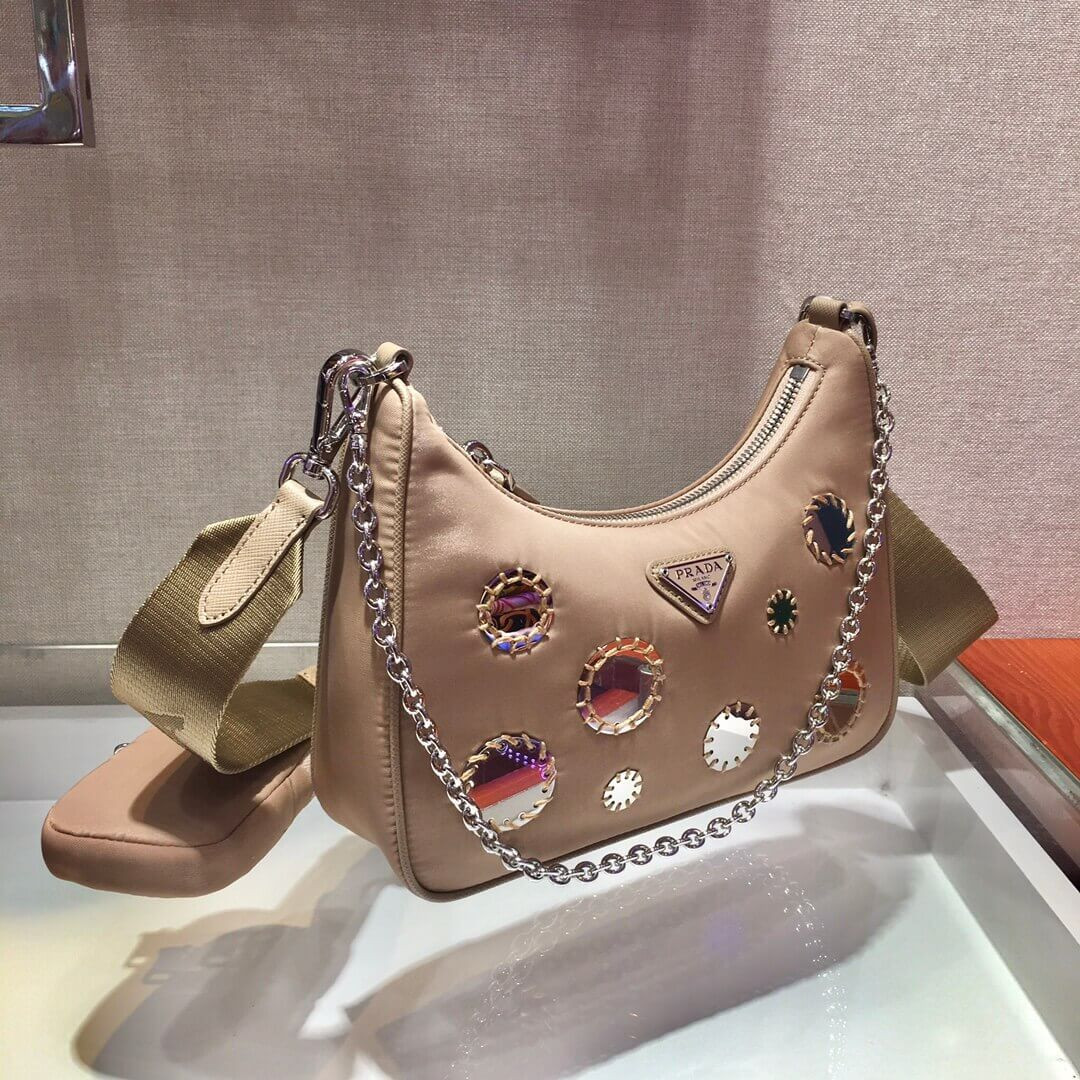 Prada Hobo Re Edition Embroidery Sequins Cross Body Bag 1BH204