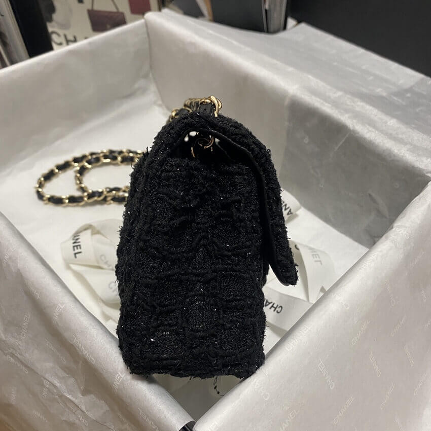 Chanel 20cm Classic Flap Bag in Black Tweed 1116