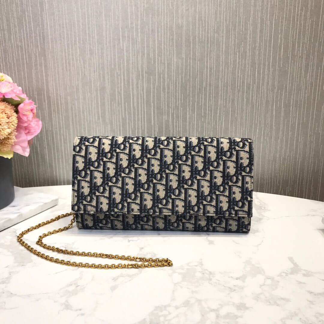 Christian Dior Oblique Clutch with Chain Bag S5401