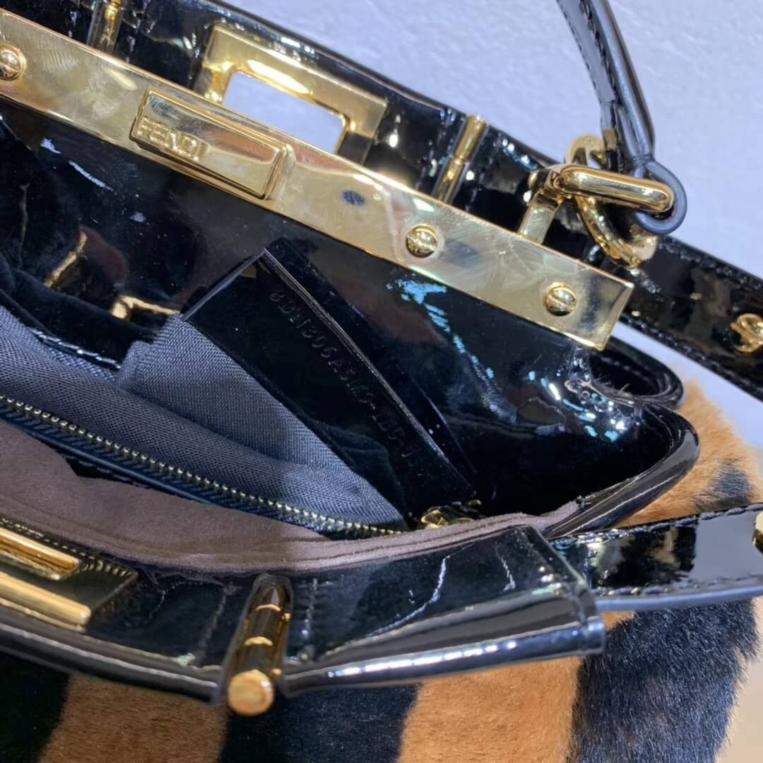 Fendi Peekaboo Iconic Mini Black Mink Bag 8BN244