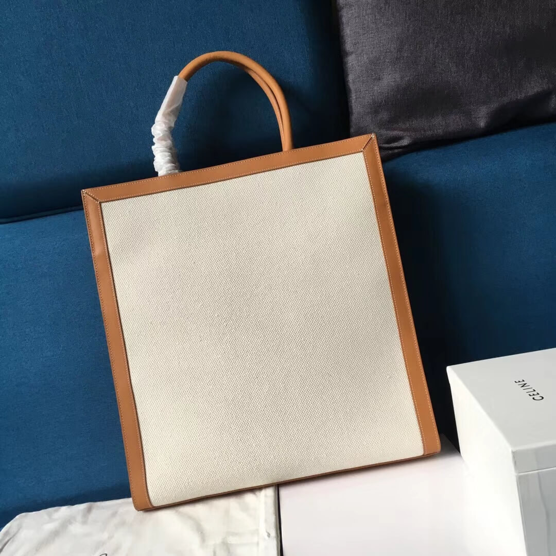 Celine Vertical Cabas Celine In Canvas With Celine Print And Calfskin 190402