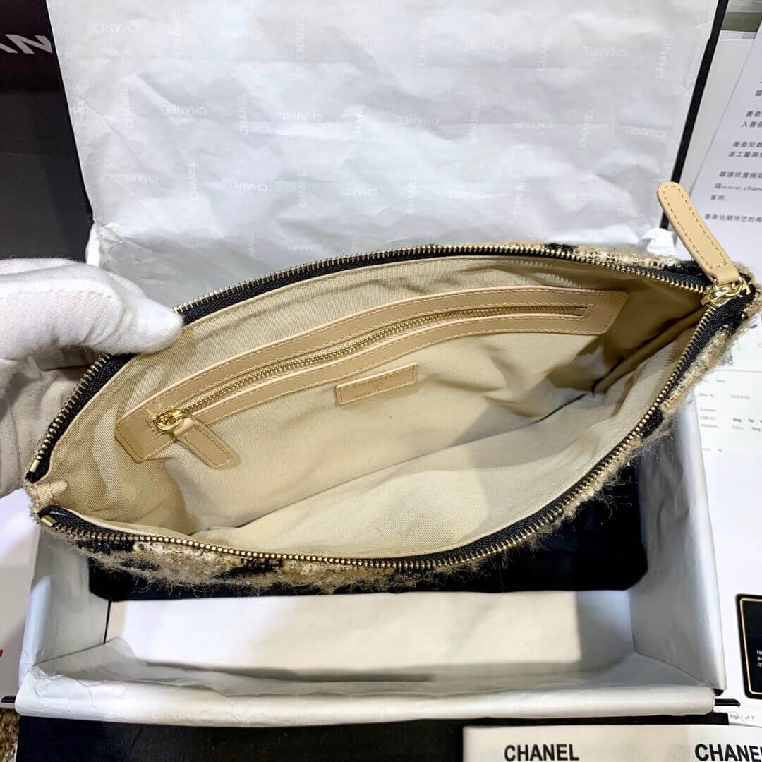 Chanel Tweed Pouch Clutch Bag AP0803