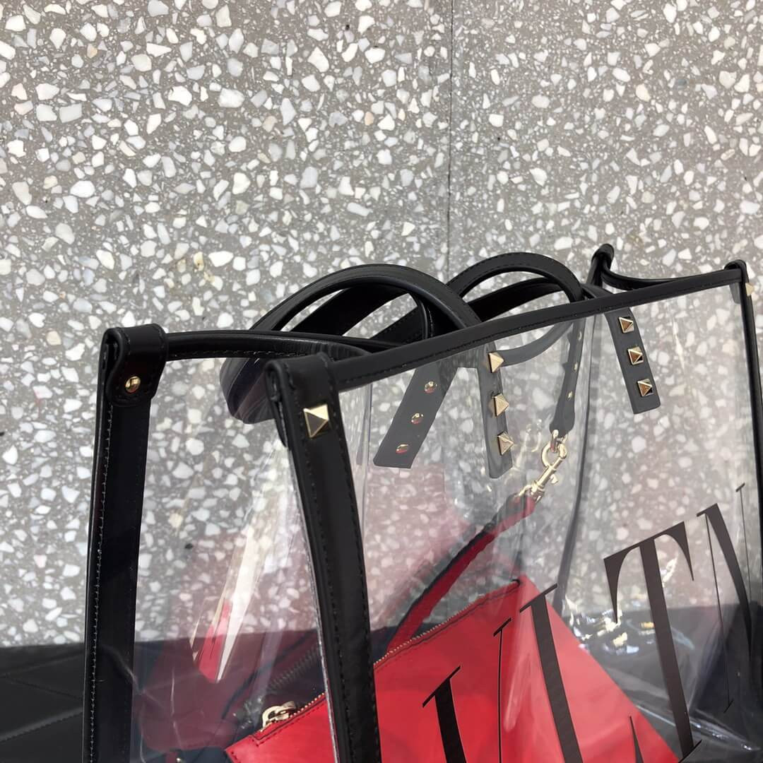 Valentino Garavani Grande Plage Small PVC & Leather Tote Bag 9006