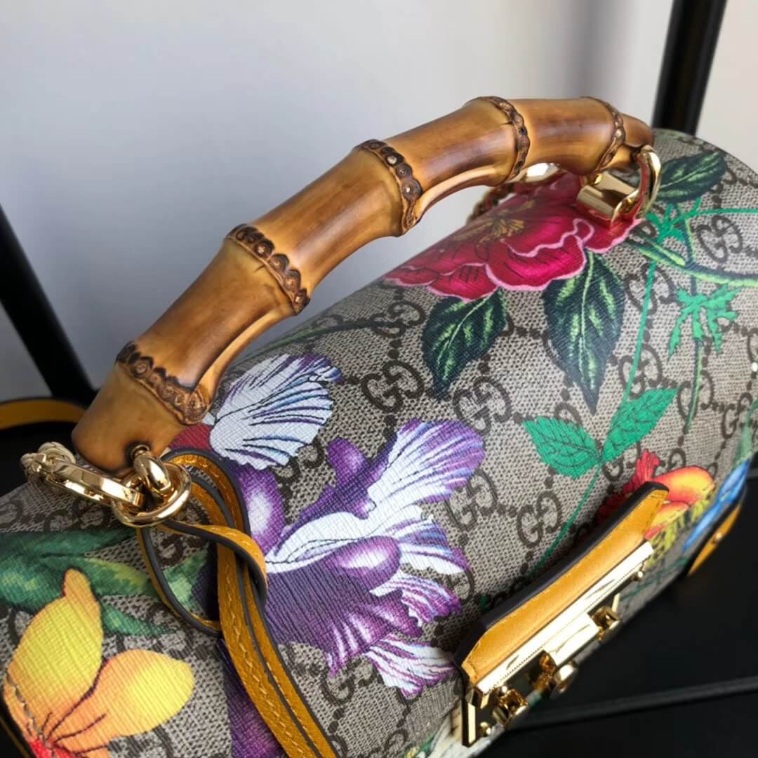 Gucci Padlock GG Flora Small Bamboo Shoulder Bag 603221