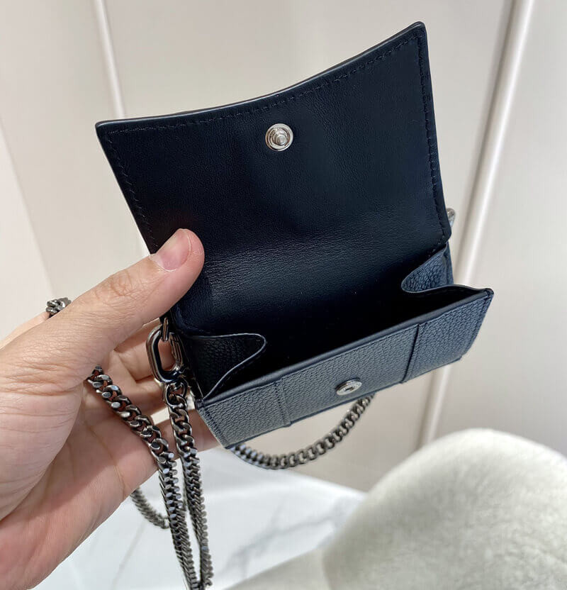 Balenciaga Black Hourglass Chain Strap Leather Wallet