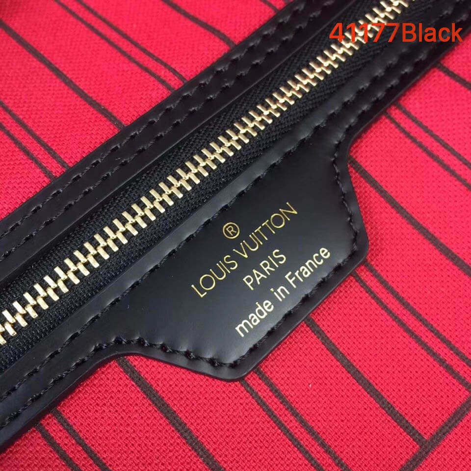 Louis Vuitton Monogram Canvas Neverfull MM M41177 Black/Red
