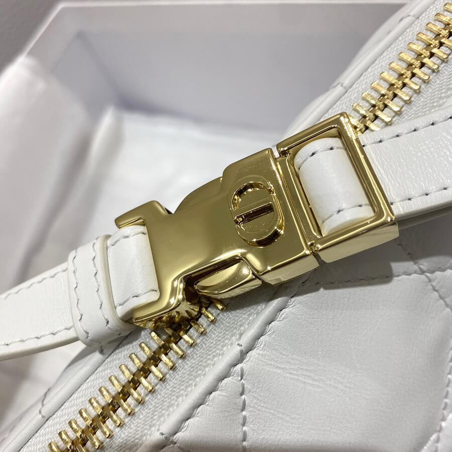 Christian Dior Small Vibe Hobo Bag M7200 White Cannage Lambskin