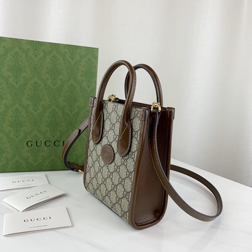 Gucci Mini Tote Bag with Interlocking G in GG Supreme 671623