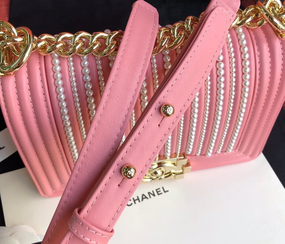 Chanel Imitation Pearls Small Boy Chanel Handbag A67085