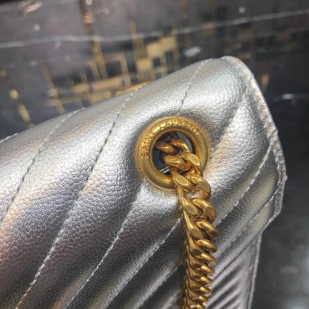 Saint Laurent Metallic Silver Large Envelope Chain Bag 396910