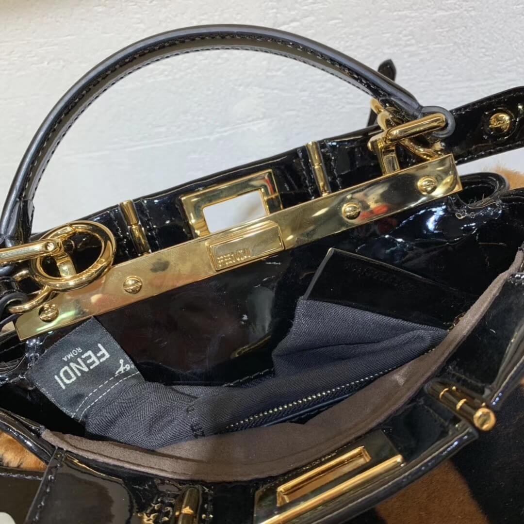 Fendi Peekaboo Iconic Mini Black Mink Bag 8BN244