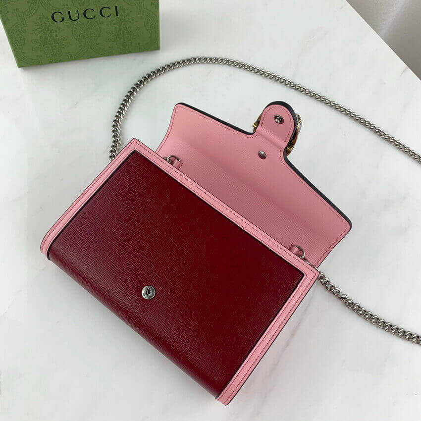 Gucci Dionysus Mini Chain Bag in Red and Pink Leather 401231