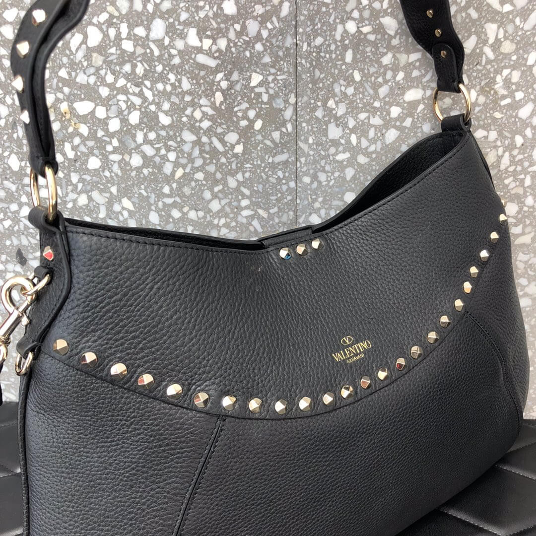 Valentino Garavani Twinkle Studded Medium Leather Hobo Bag 2091