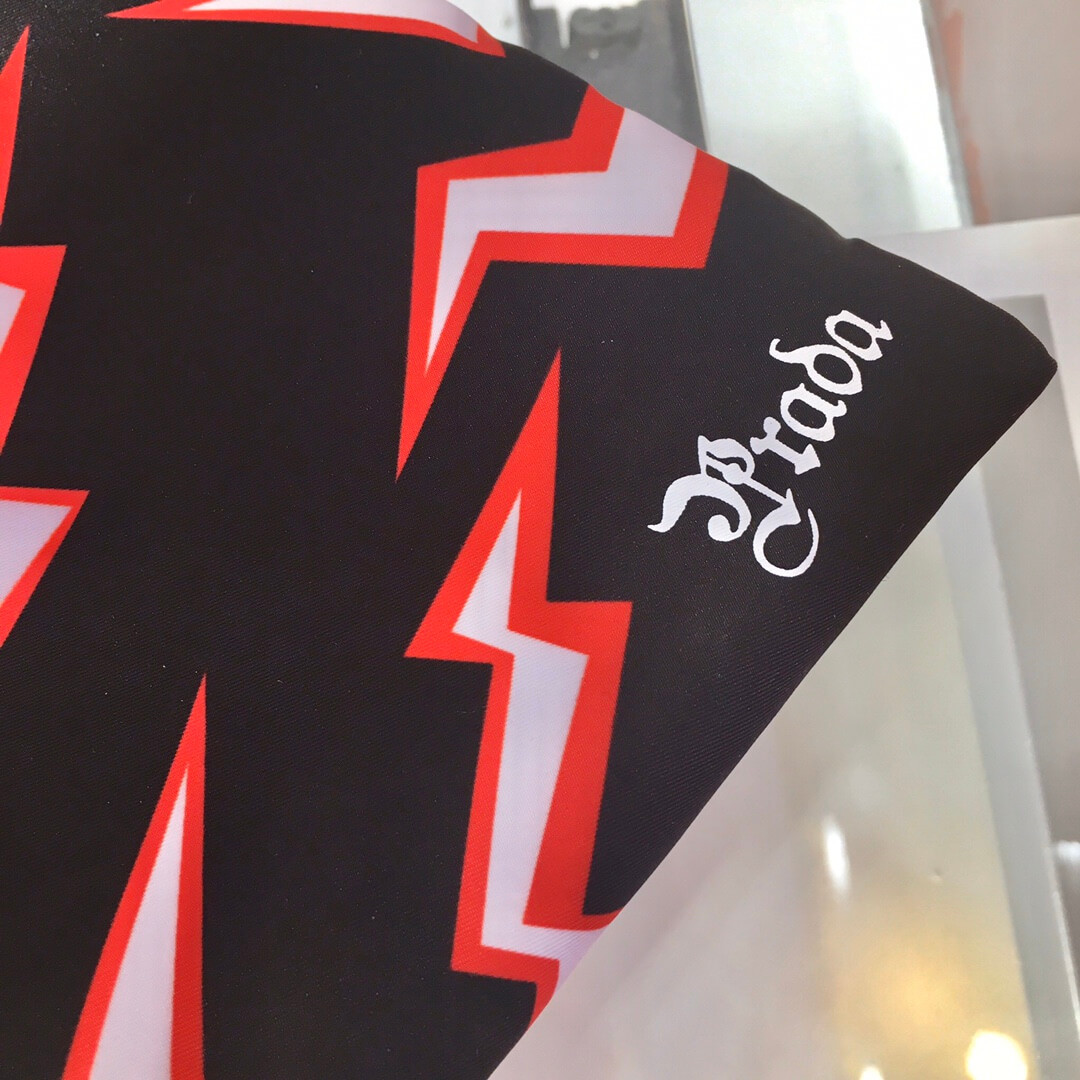 Prada Lightning Print Nylon Handbag 1BA252