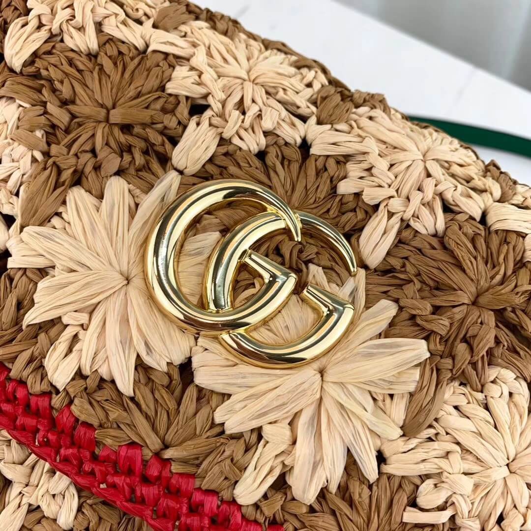 Gucci GG Marmont Raffia Small Shoulder Bag 574433