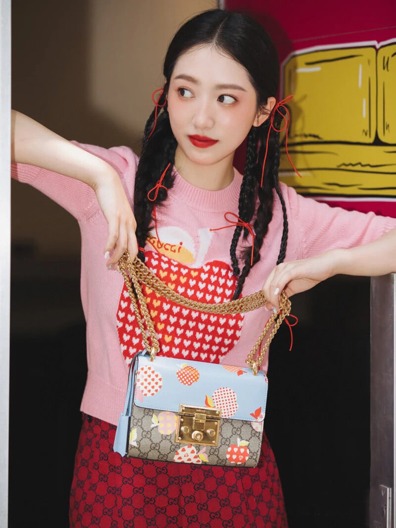 Gucci Padlock Heart Apple Pattern Small Shoulder Bag 409487