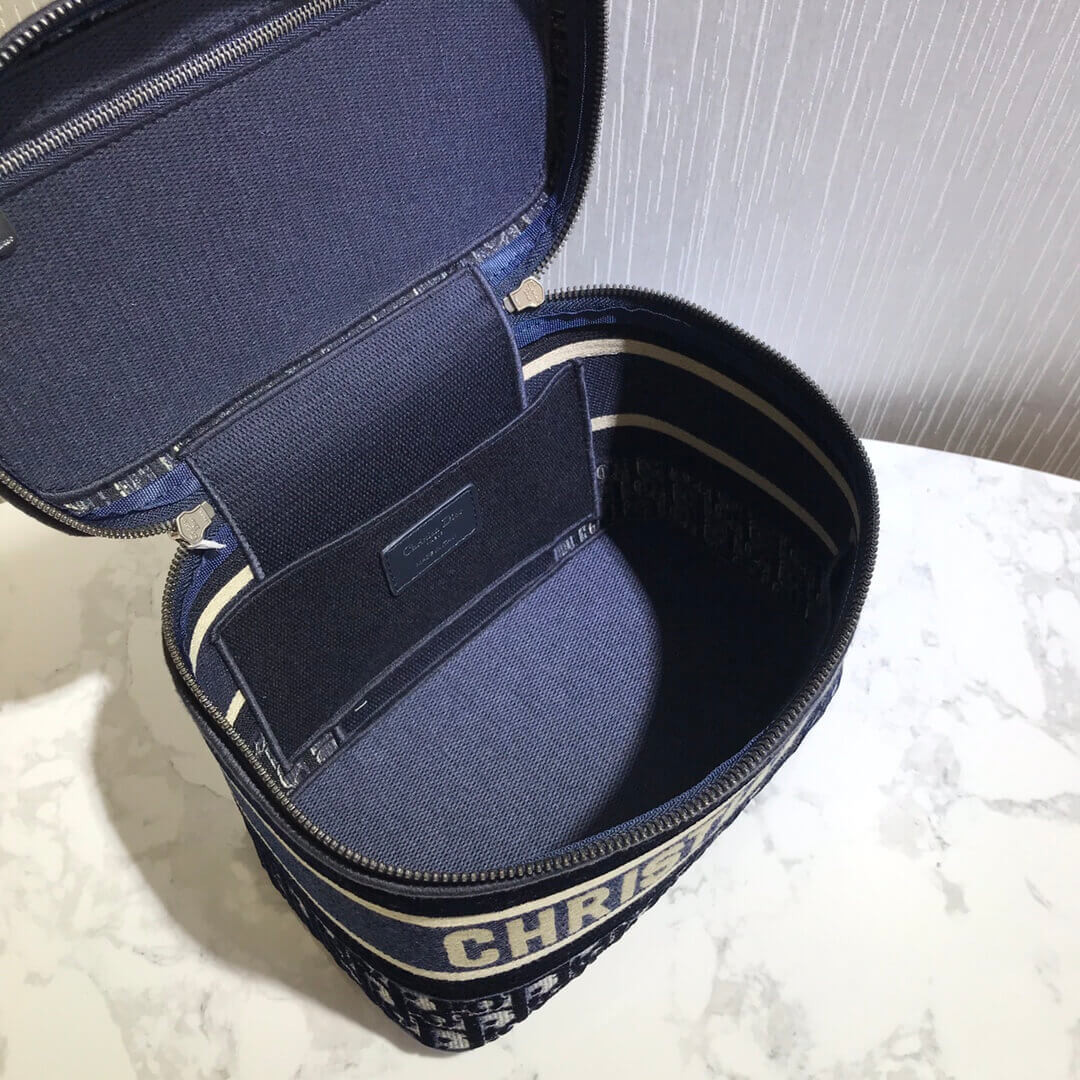 Dior Oblique Embroidered Velvet Diortravel Vanity Case S5480V