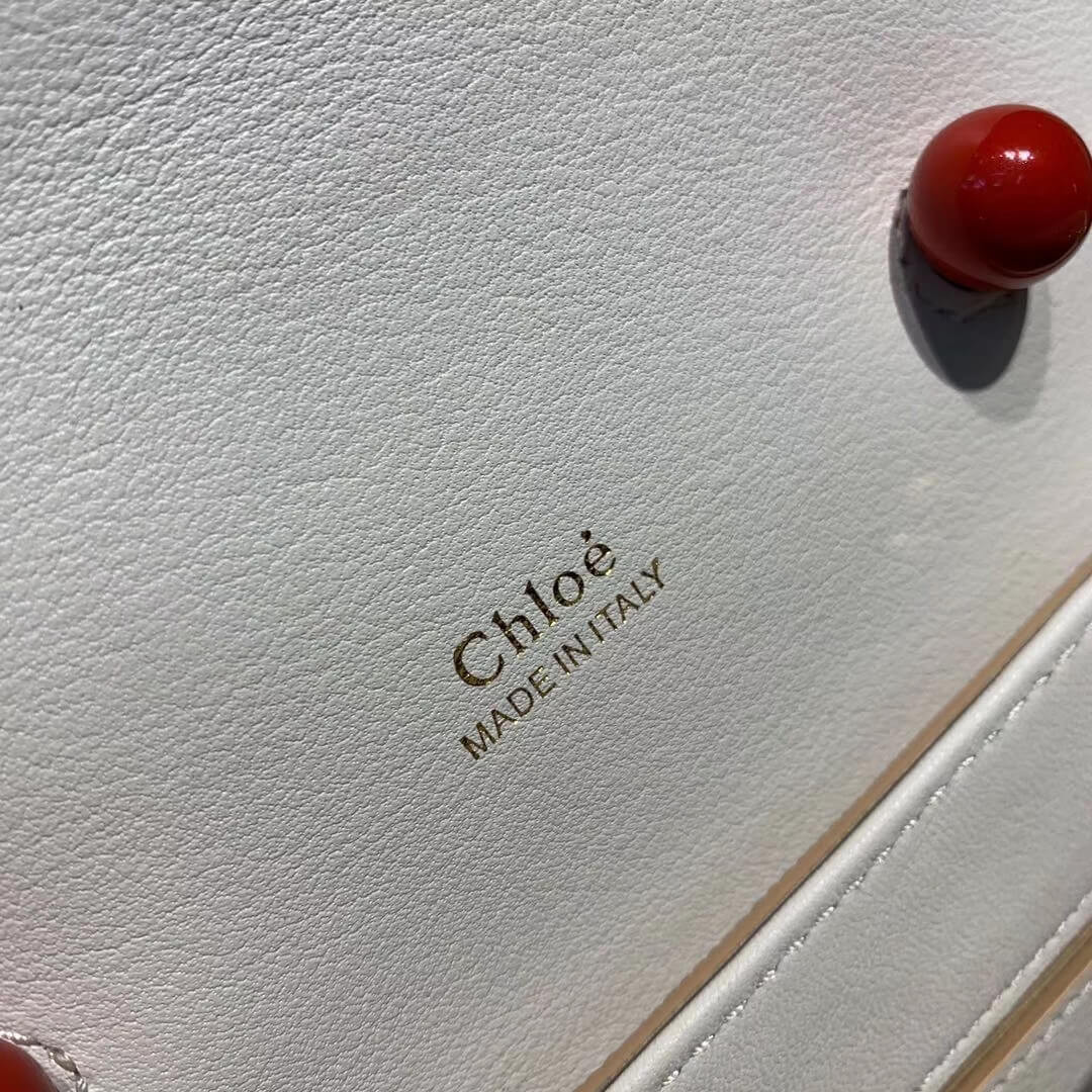 Chloe Small Aby Lock Chain Bag Embossed Lizard Effect S1220 Apricot/White