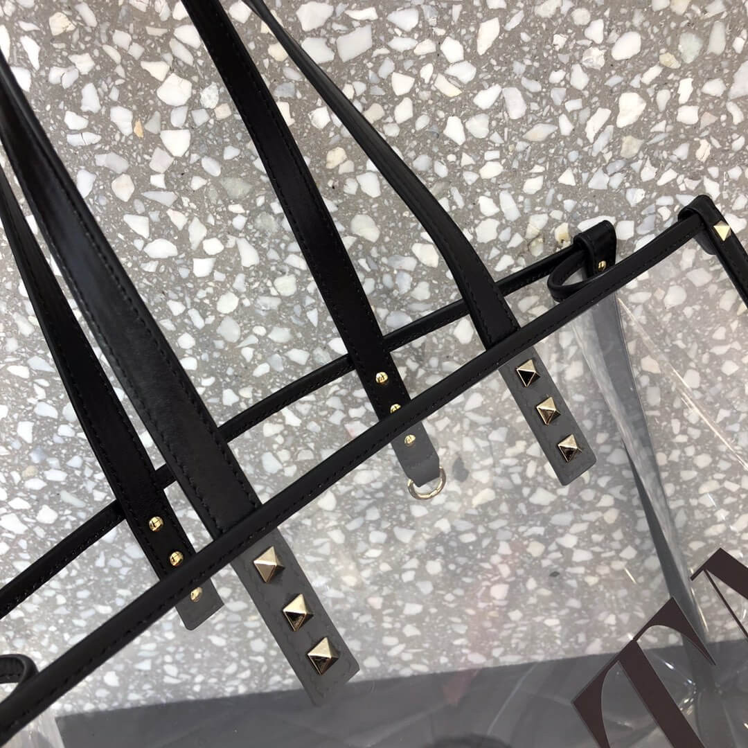 Valentino Garavani Grande Plage Small PVC & Leather Tote Bag 9006