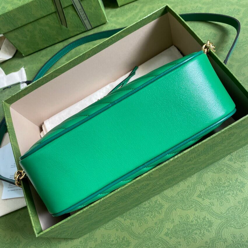 Gucci GG Marmont Small Shoulder Bag 447632 Green and Emerald Leather