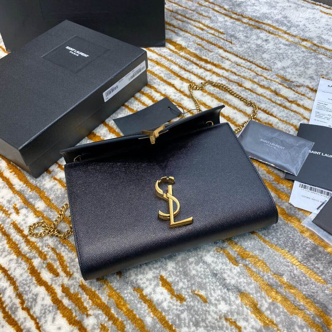 YSL Saint Laurent Cassandra Wallet On Chain In Grain Leather 582334