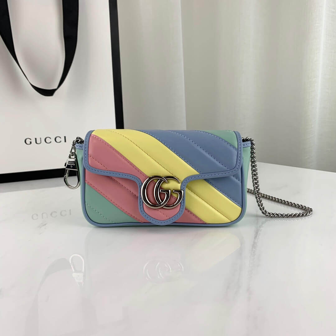 Gucci GG Marmont Super Mini Bag In Pastel And Rainbow 476433