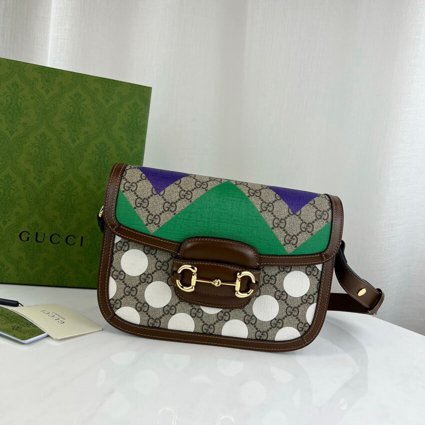 Gucci Horsebit 1955 Shoulder Bag With Geometric Print 602204