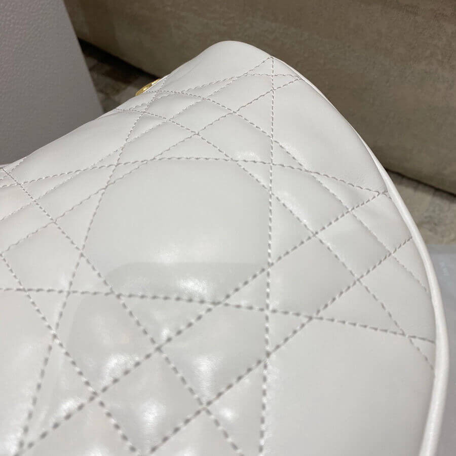 Christian Dior Medium Vibe Hobo Bag M7201 White Cannage Lambskin