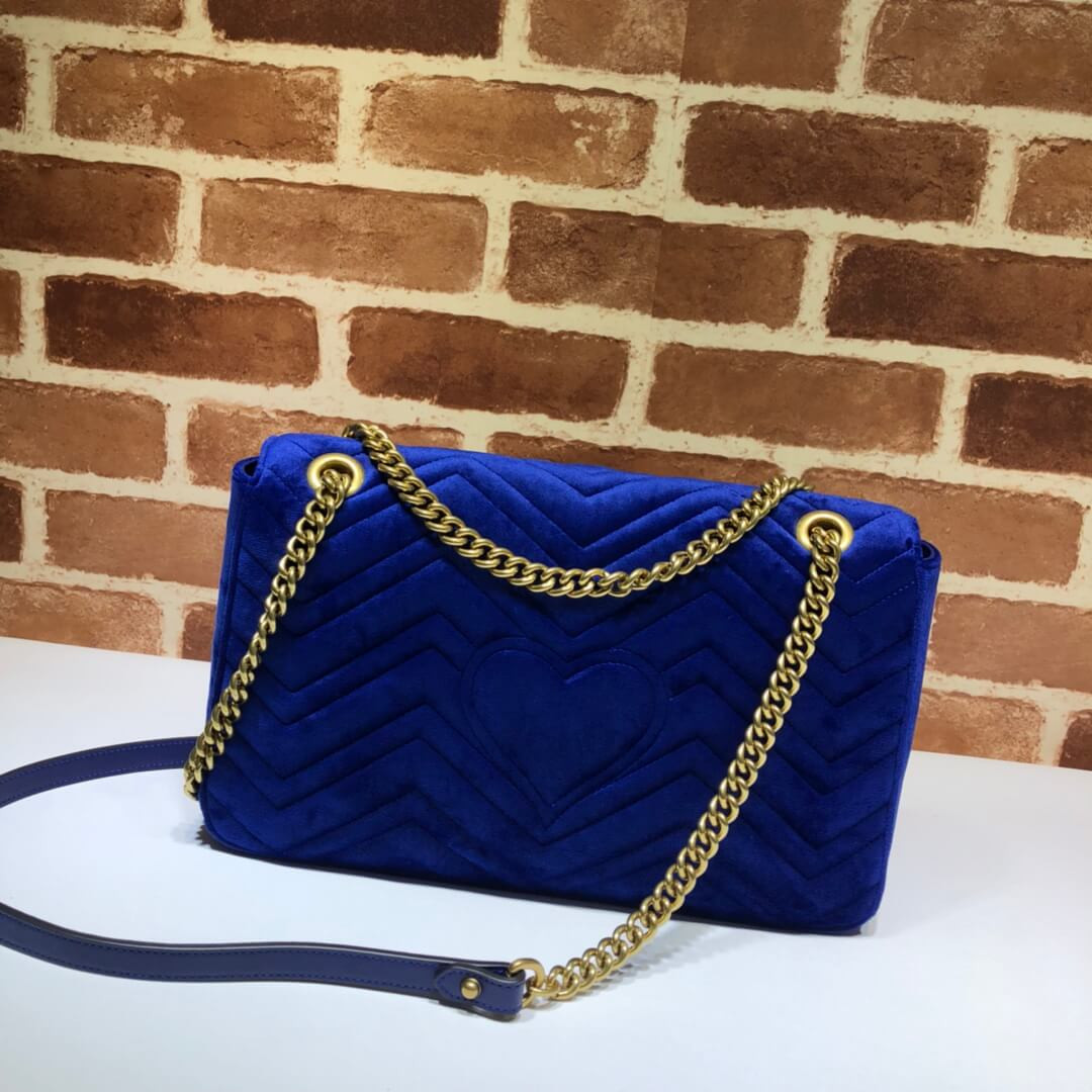 Gucci GG Marmont Velvet Small Shoulder Bag 443496 Blue