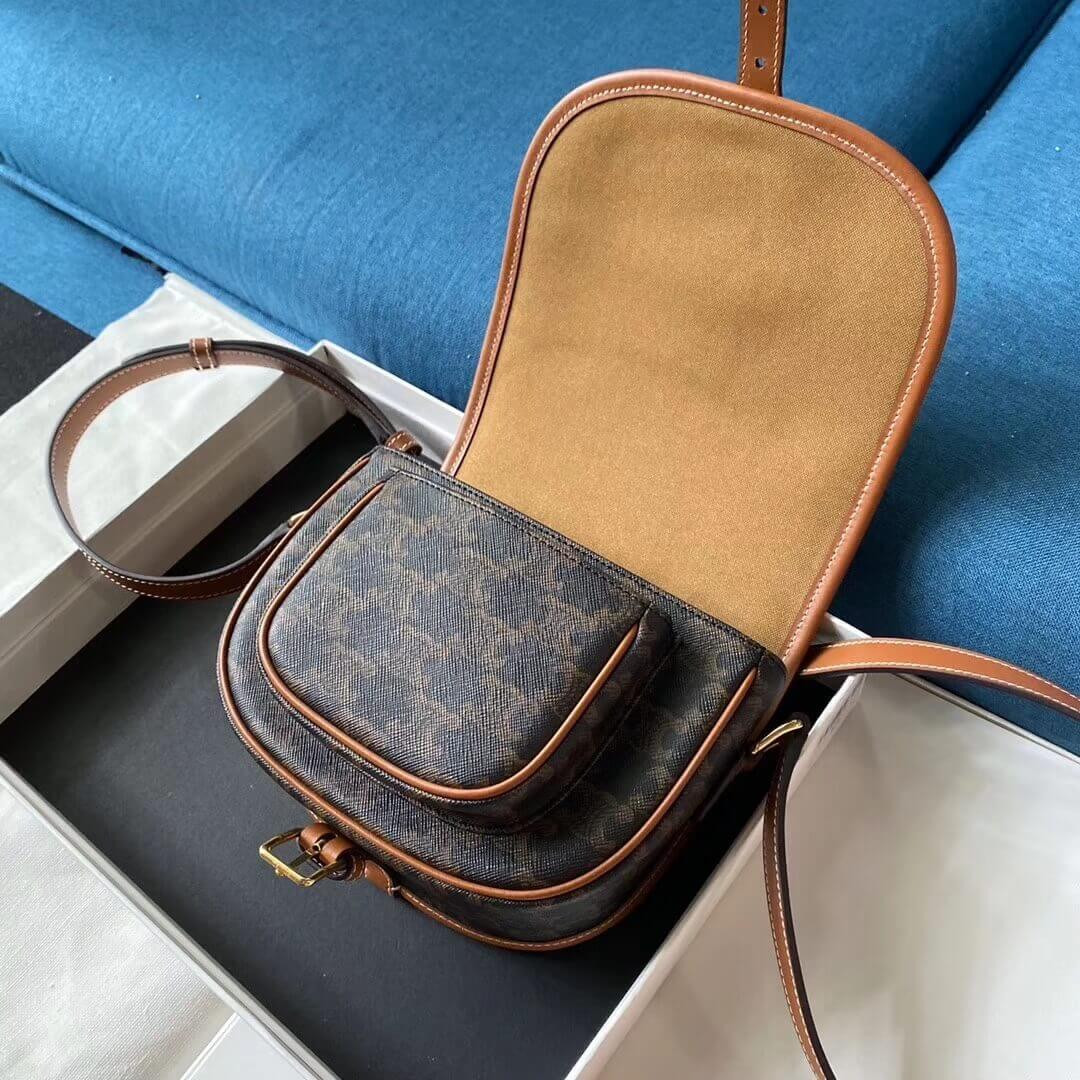 Celine Medium Folco Bag In Triomphe Canvas 191502