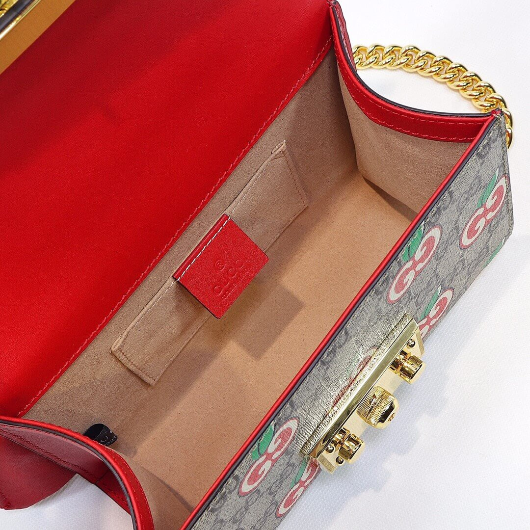 Gucci GG Apple Print Padlock Small Shoulder Bag 409487