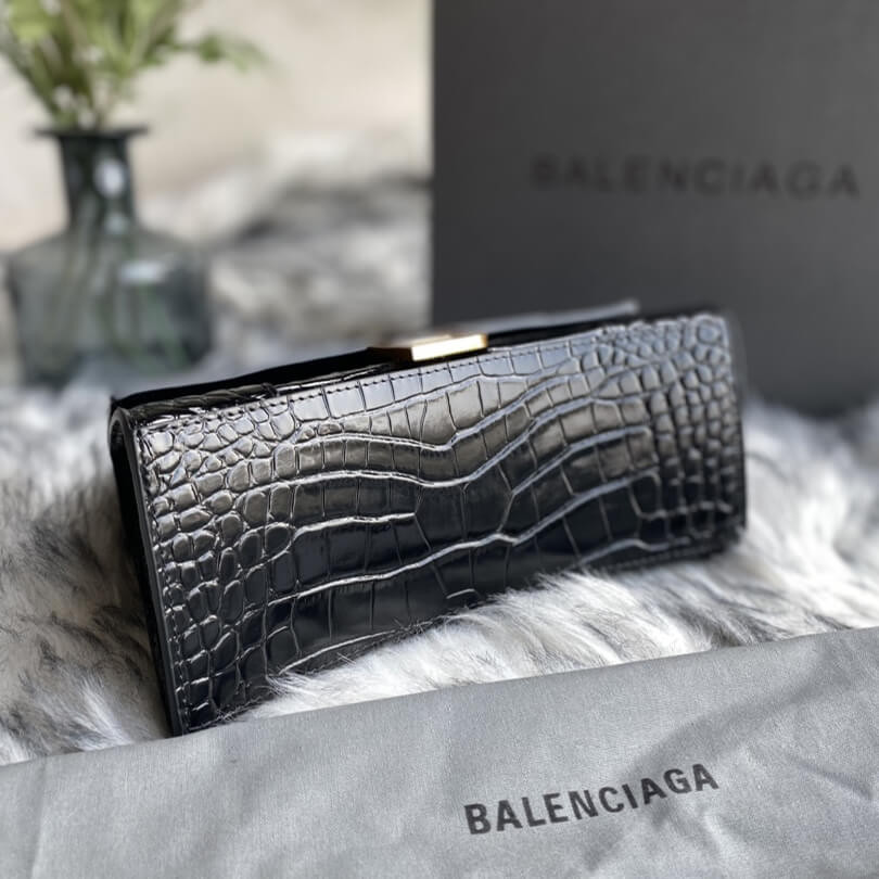 Balenciaga Hourglass S Croc-Effect Leather Tote