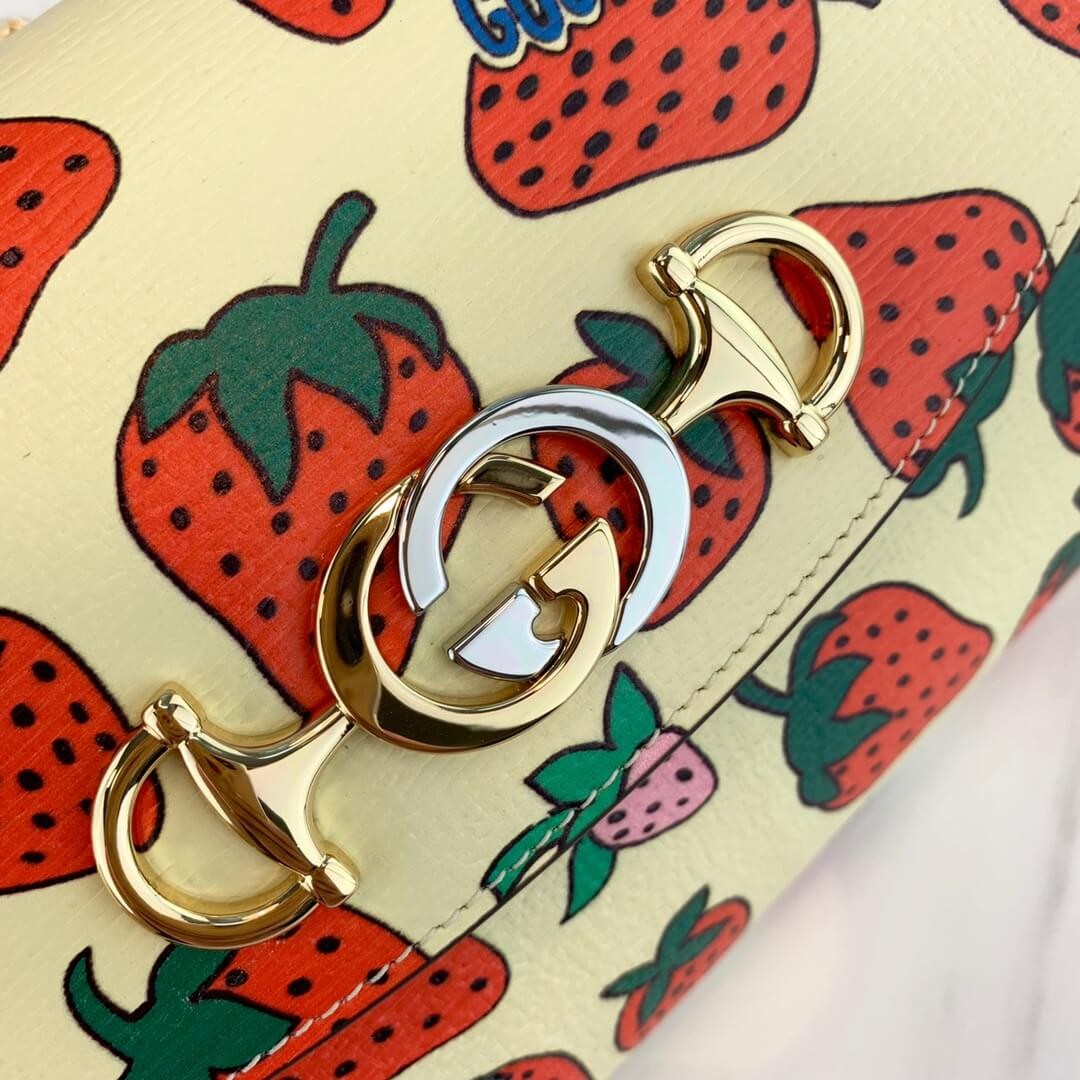 Gucci Zumi Strawberry Print Small Shoulder Bag 572375