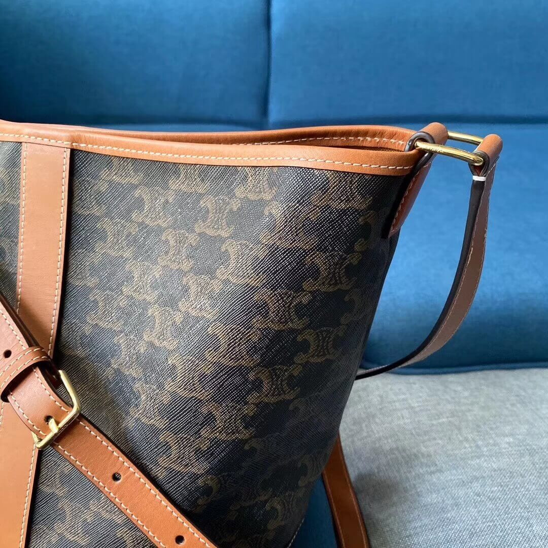 Celine Medium Bucket In Triomphe Canvas 191132