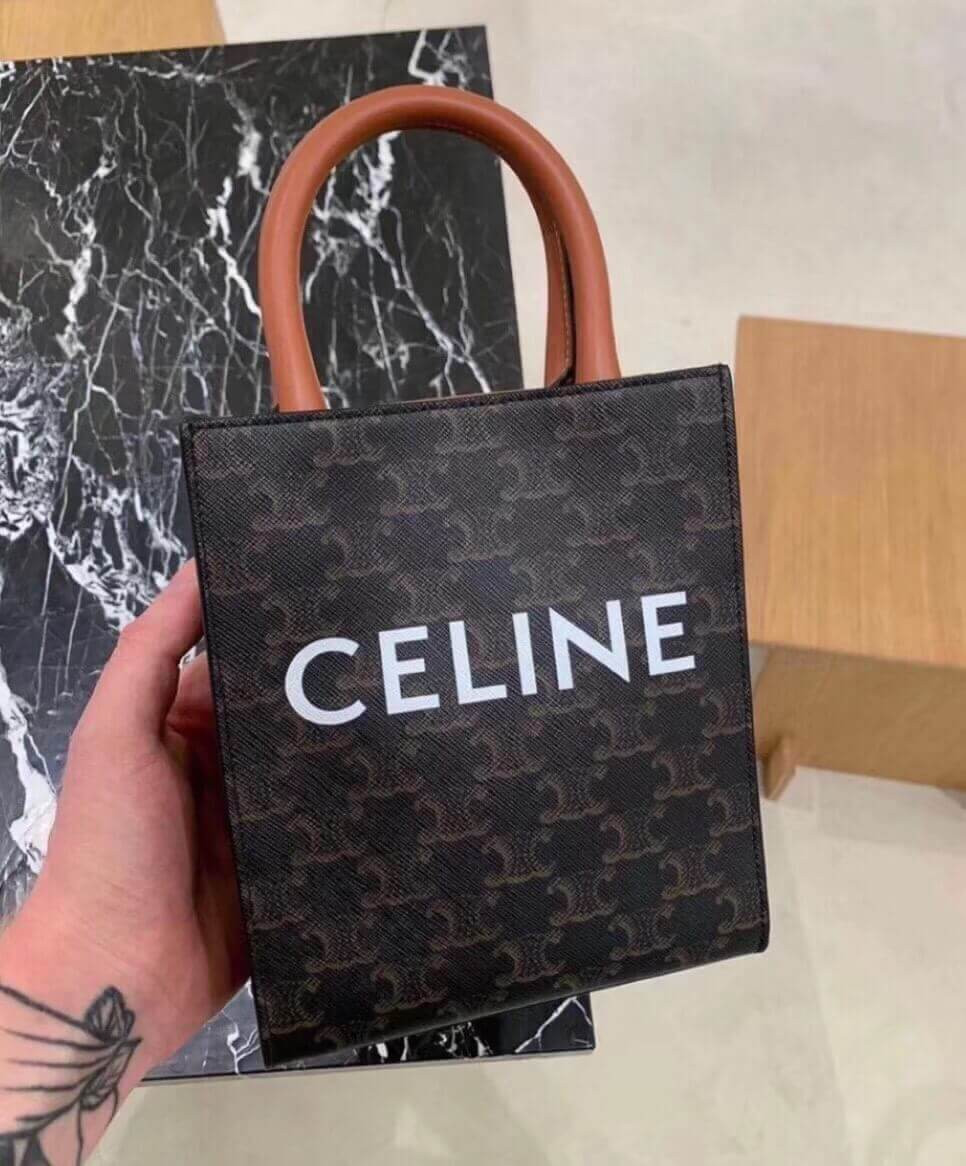 Celine Mini Vertical Cabas In Triomphe Canvas 193302