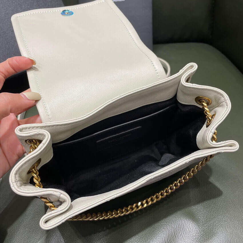 Saint Laurent Nolita Mini Leather Shoulder Bag 672738 White