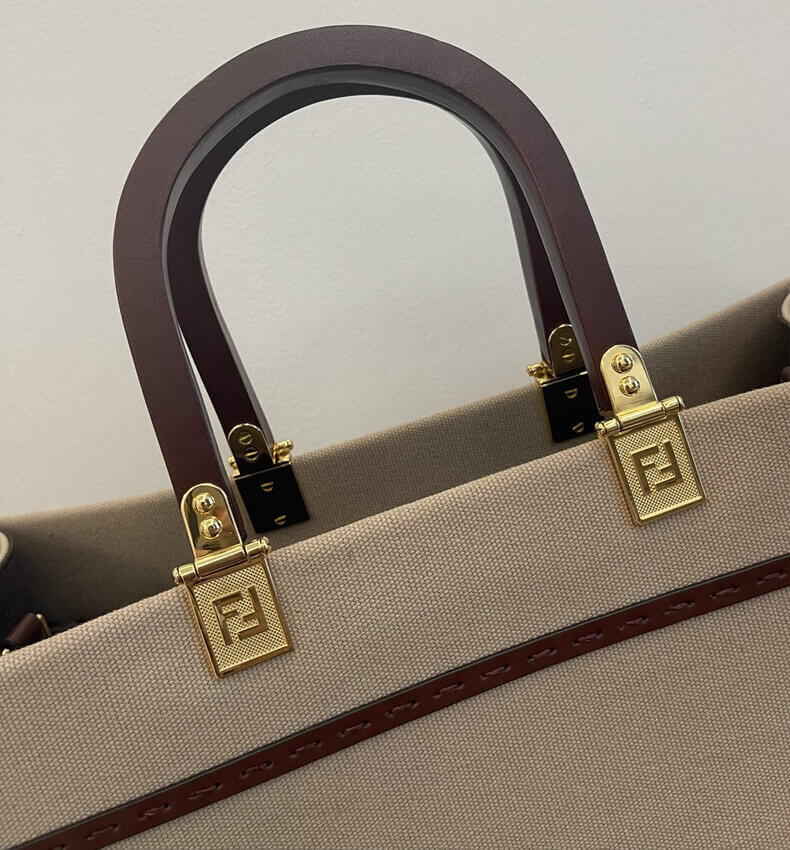 Fendi Medium Sunshine Tote Bag in Beige Canvas 8BH386