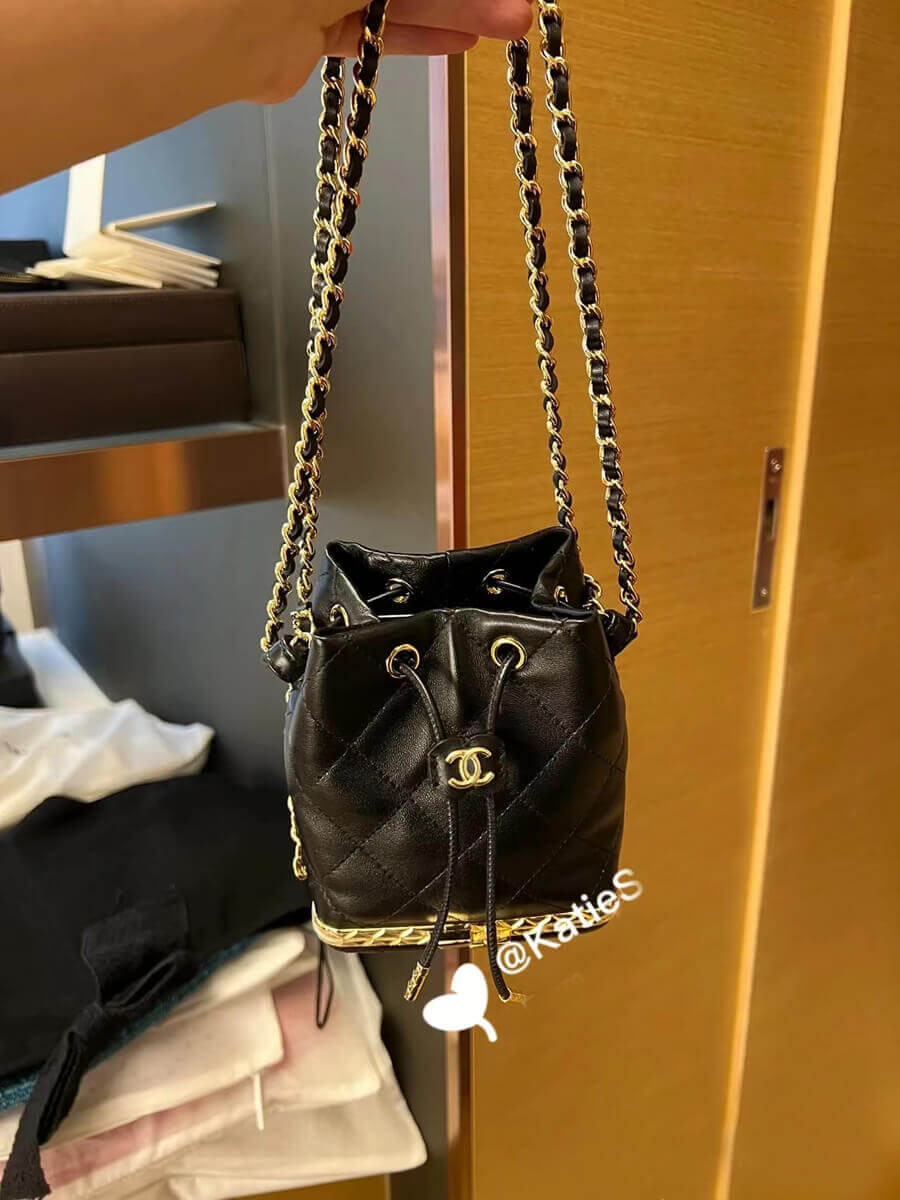 Chanel Small Bucket with Chain in Lambskin AP2750