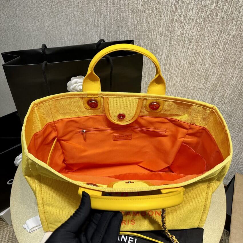 Chanel 21S Deauville Orange Yellow Large Shopping Bag A66941