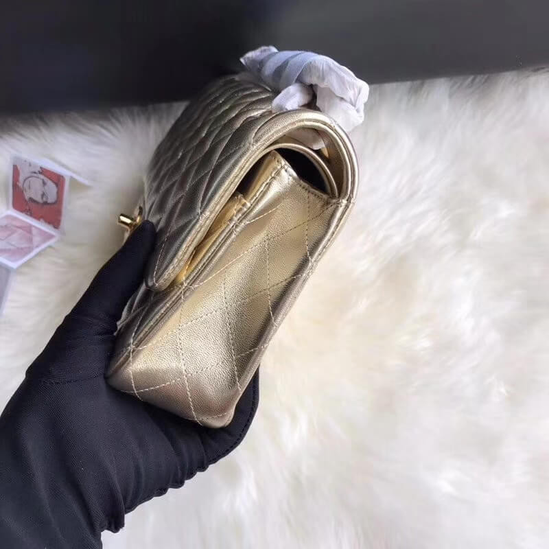 Chanel 1112 Gold Medium Size 2.55 Lambskin Leather Flap Bag