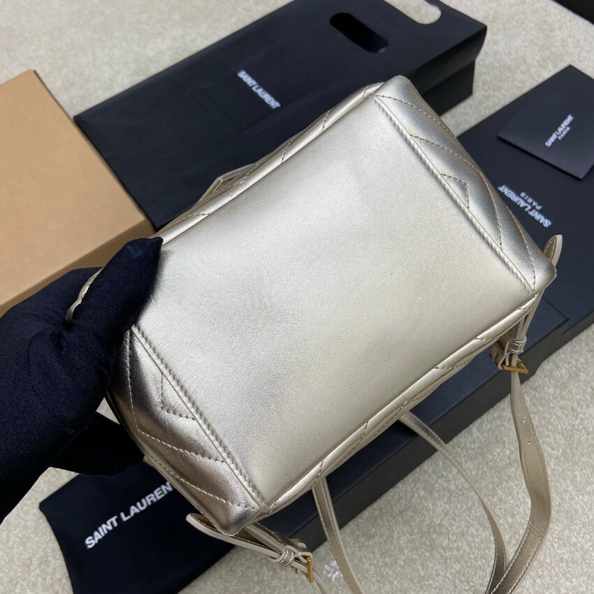 YSL Saint Laurent Joe Backpack 672609 In Champagne Gold Lambskin