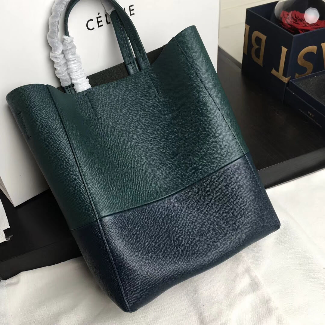 Celine Small Cabas In Grained Calfskin 189813 Green/Blue
