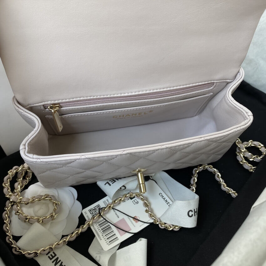 Chanel Mini Flap Bag With Top Handle AS2431 in Iridescent Lambskin