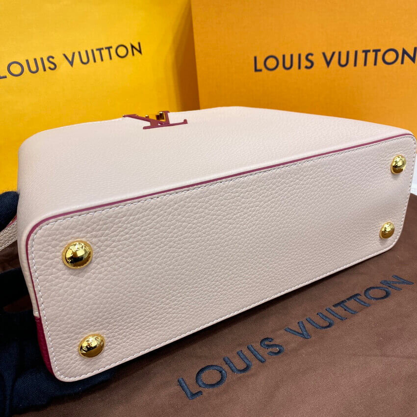 Louis Vuitton Capucines MM M58610 Eggshell/Lie de Vin Red